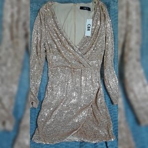 Rose Gold Sequin Cocktail Dress-Large NWT